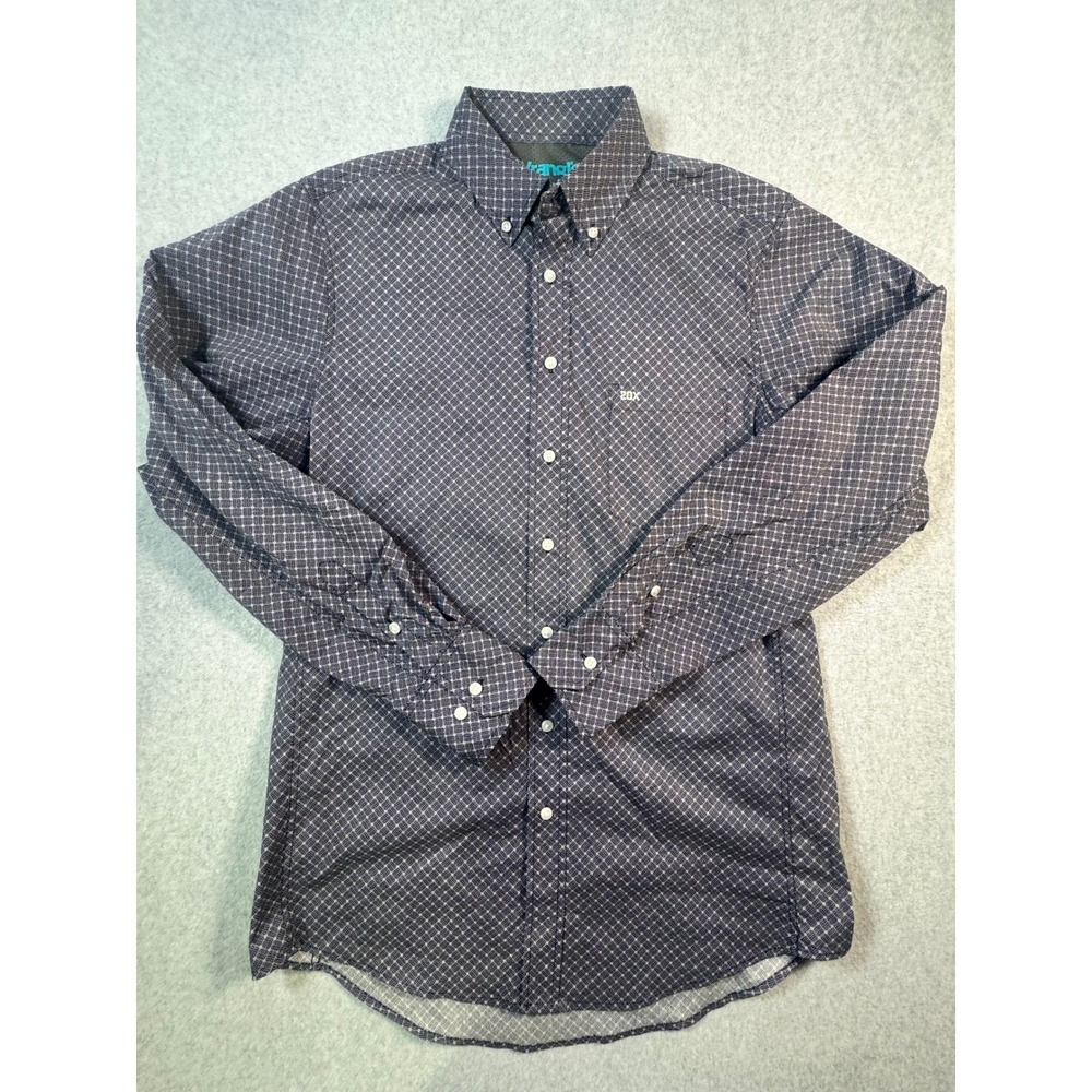 Wrangler 20X Competition Mens LT Tall Navy Blue Geometric Western Button Down